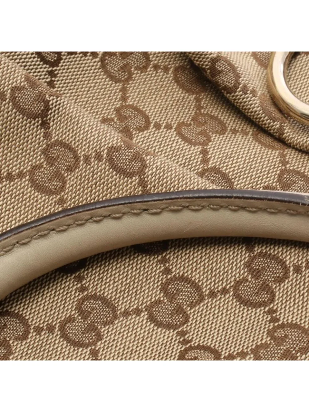 Gucci Handbag Beige Off White Canvas Leather Tote